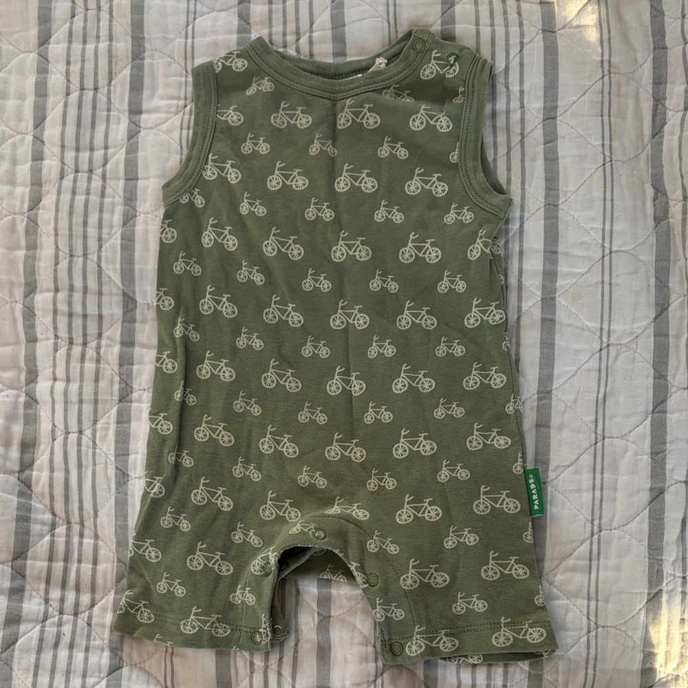 Parade Green Bicycle Print baby romper